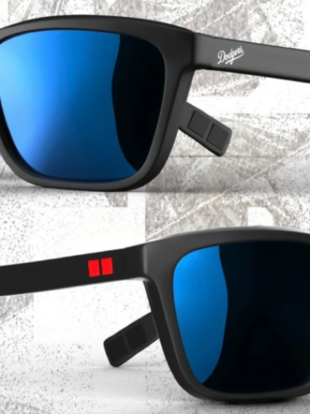 Uniqlo Dodgers Black Frame Sunglasses with Blue Mirror Lenses